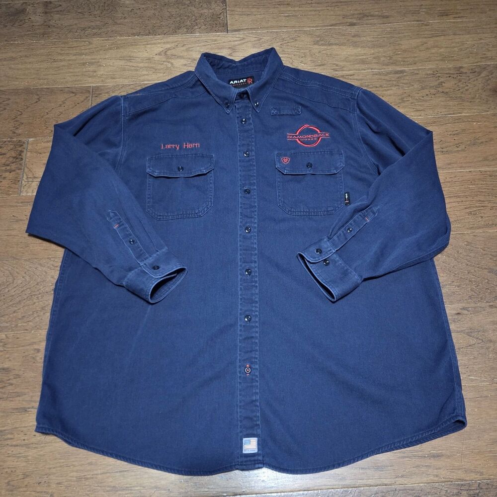 Ariat Solid FR Shirt Mens XXXL Flame Resistant Work Button Down Pocket 3XL